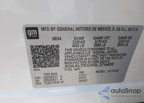 2024 GMC Terrain Awd Sle из США, поврежденный, VIN 3GKALTEGXRL374400